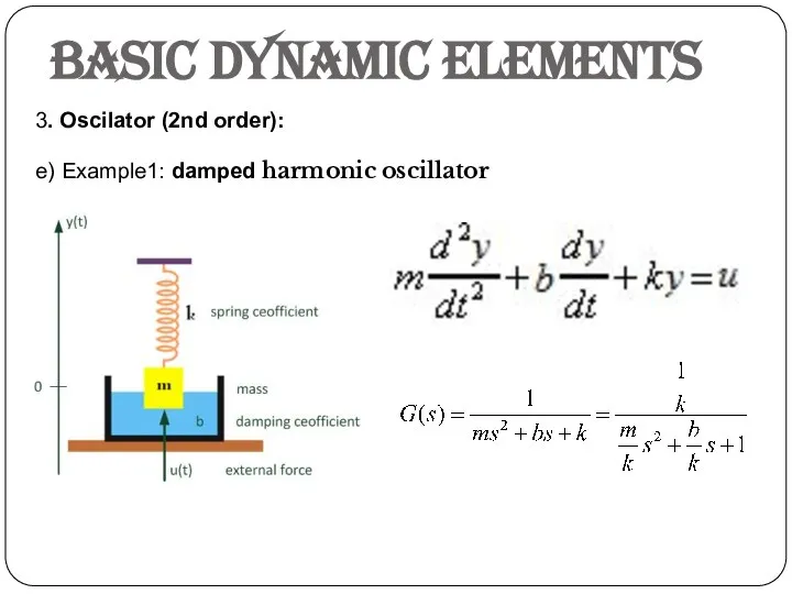 Basic dynamic elements 3. Oscilator (2nd order): e) Example1: damped harmonic oscillator