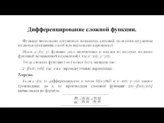 Дифференцирование сложной функции.