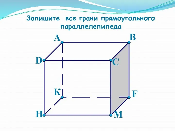 Запишите все грани прямоугольного параллелепипеда