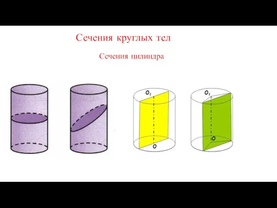 Сечения круглых тел Сечения цилиндра