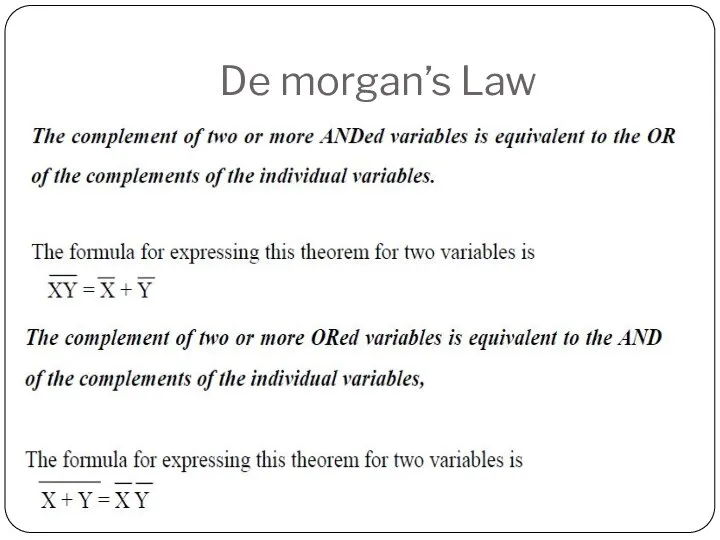 De morgan’s Law