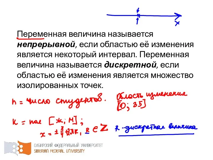 Переменная величина называется непрерывной, если областью её изменения является некоторый интервал.