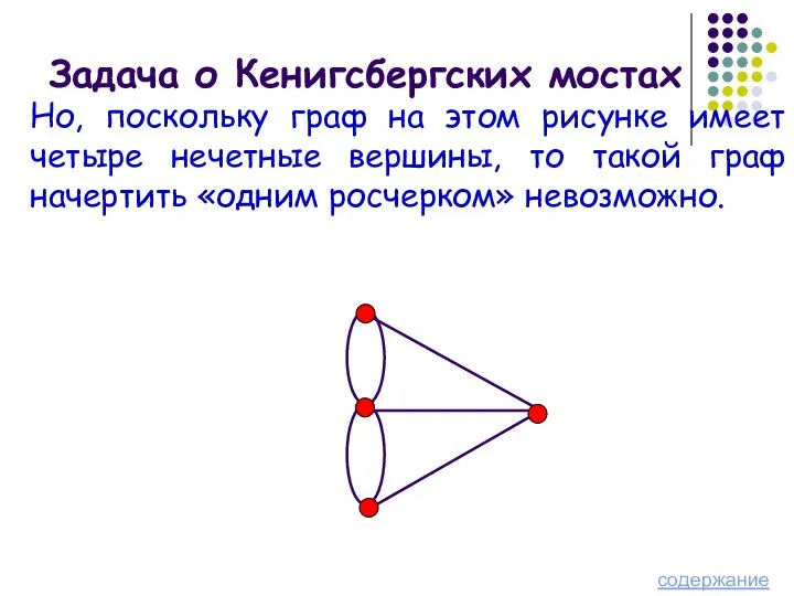 Задача о Кенигсбергских мостах Но, поскольку граф на этом рисунке имеет