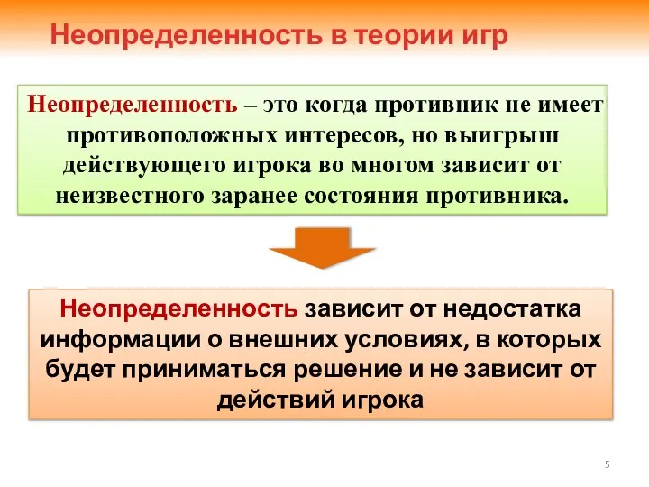 Неопределенность – это когда противник не имеет противоположных интересов, но выигрыш