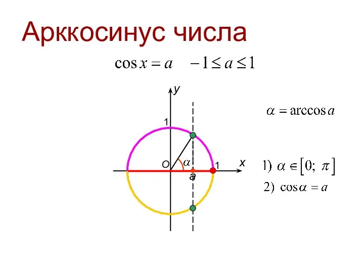 Арккосинус числа O x y 1 1 a