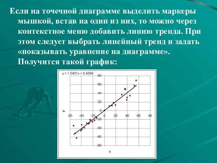 Если на точечной диаграмме выделить маркеры мышкой, встав на один из