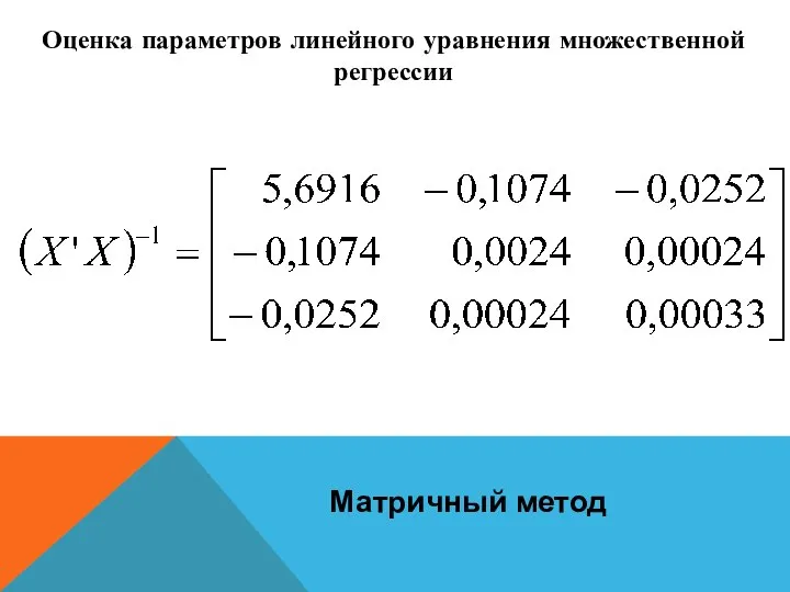 Оценка параметров линейного уравнения множественной регрессии Матричный метод