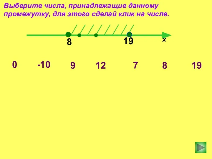 8 19 х -10 0 7 8 19 9 12 Выберите