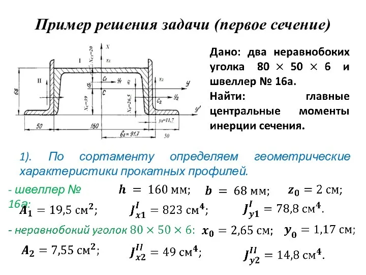 1). По сортаменту определяем геометрические характеристики прокатных профилей. - швеллер №