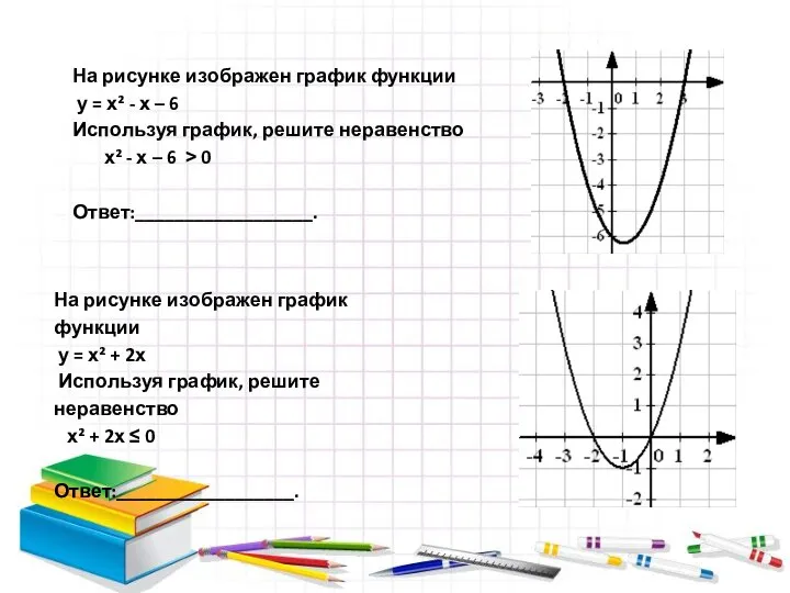 На рисунке изображен график функции у = х² - х –