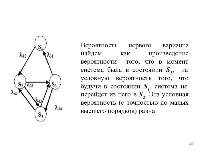 Вероятность первого варианта найдем как произведение вероятности того, что в момент