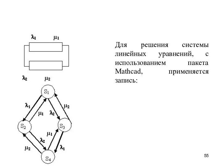 Для решения системы линейных уравнений, с использованием пакета Mathcad, применяется запись: