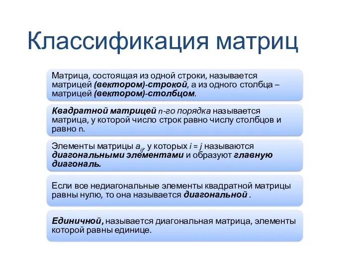 Матрица, состоящая из одной строки, называется матрицей (вектором)-строкой, а из одного