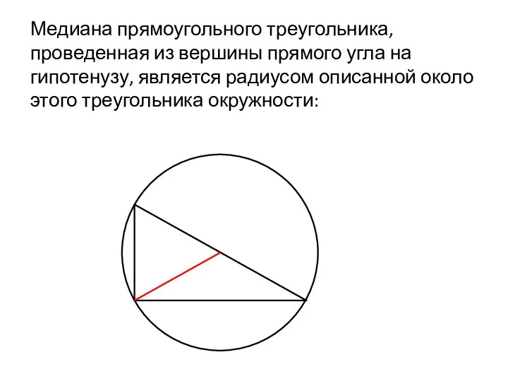 Медиана прямоугольного треугольника, проведенная из вершины прямого угла на гипотенузу, является