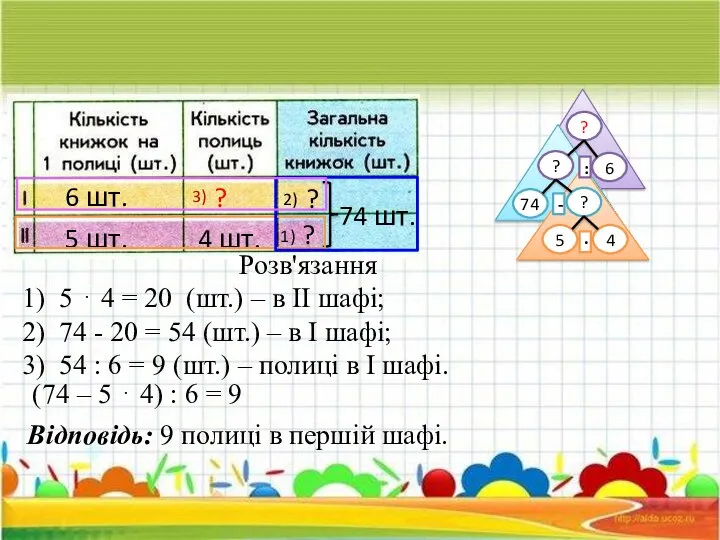 6 шт. 5 шт. 4 шт. ? ? 74 шт. ?