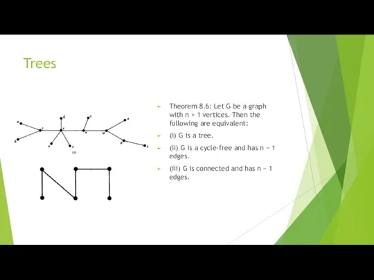 Trees Theorem 8.6: Let G be a graph with n >