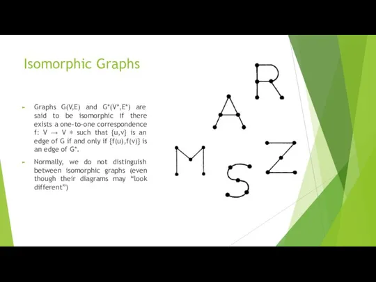 Isomorphic Graphs Graphs G(V,E) and G*(V*,E*) are said to be isomorphic