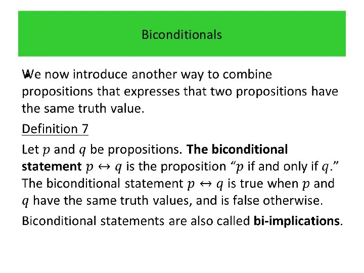 Biconditionals