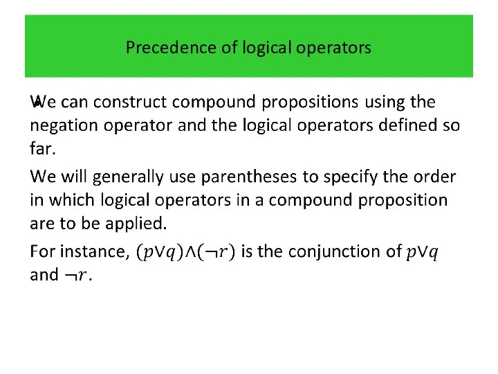 Precedence of logical operators