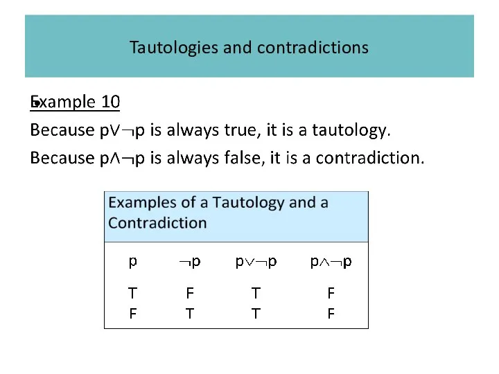 Tautologies and contradictions