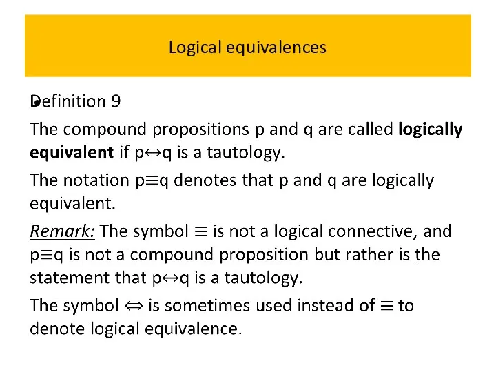 Logical equivalences