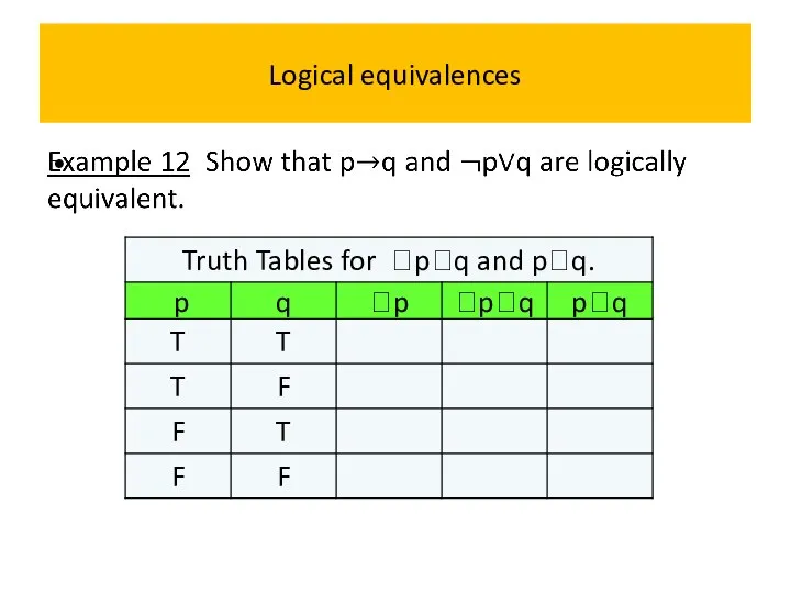 Logical equivalences