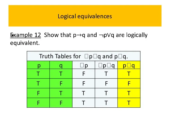 Logical equivalences