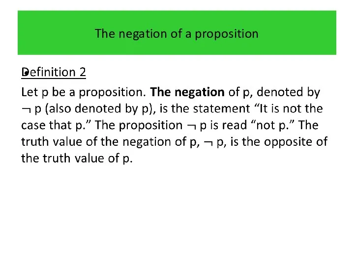 The negation of a proposition