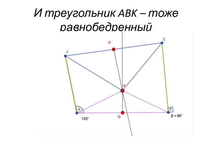 И треугольник ABK – тоже равнобедренный