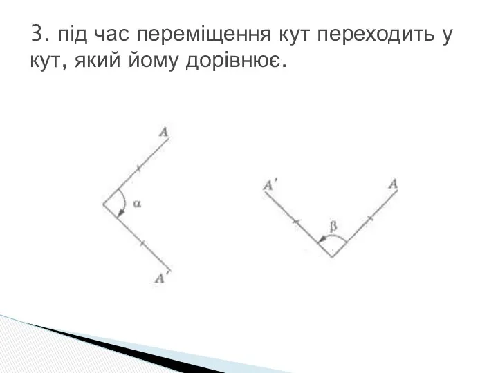 3. під час переміщення кут переходить у кут, який йому дорівнює.