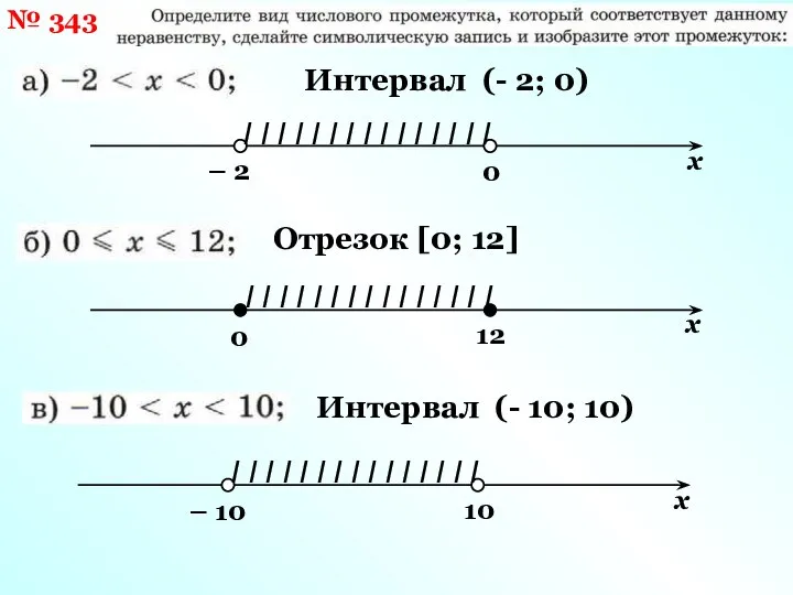 № 343 Интервал (- 2; 0) I I I I I