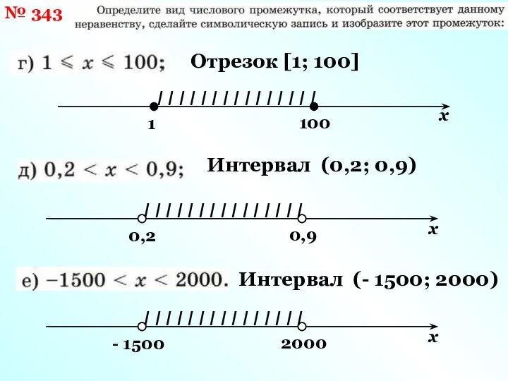 № 343 Отрезок [1; 100] I I I I I I