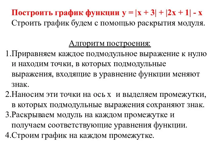 Построить график функции у = |х + 3| + |2x +