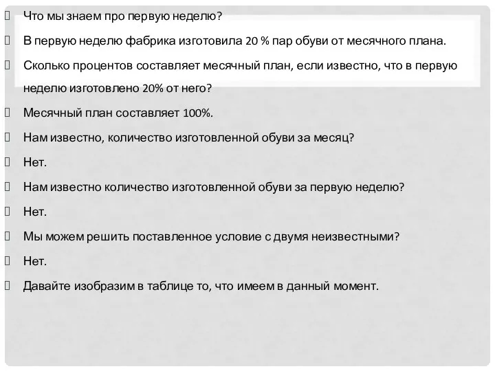 Что мы знаем про первую неделю? В первую неделю фабрика изготовила