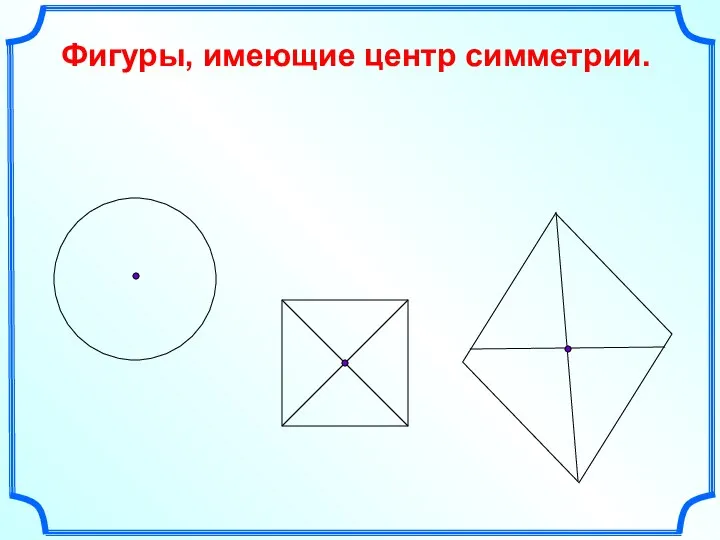 Фигуры, имеющие центр симметрии.