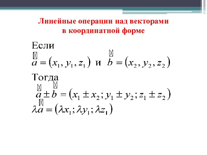 Линейные операции над векторами в координатной форме