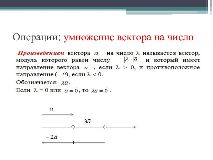 Операции: умножение вектора на число