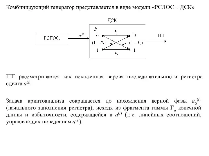 Комбинирующий генератор представляется в виде модели «РСЛОС + ДСК» ШГ рассматривается