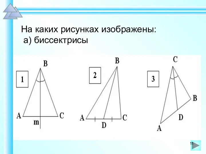 На каких рисунках изображены: а) биссектрисы