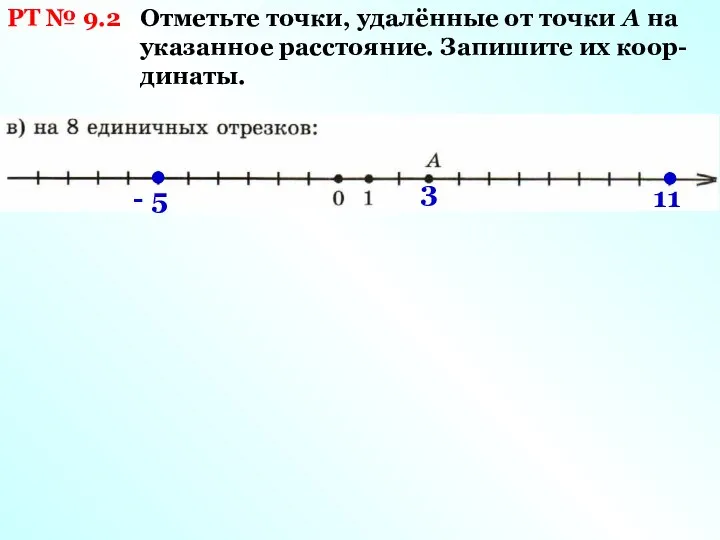 РТ № 9.2 Отметьте точки, удалённые от точки А на указанное