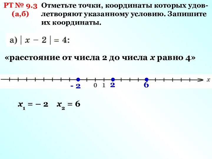 РТ № 9.3 (а,б) Отметьте точки, координаты которых удов-летворяют указанному условию.