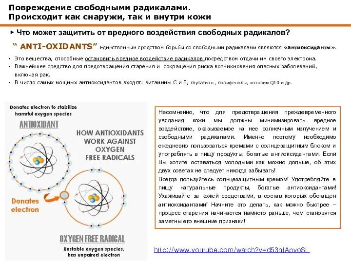 ▶ Что может защитить от вредного воздействия свободных радикалов? “ ANTI-OXIDANTS”