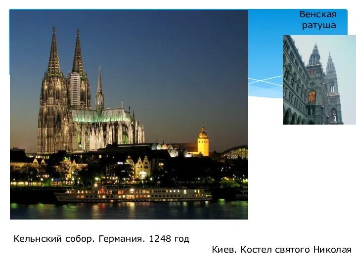 Киев. Костел святого Николая Венская ратуша Кельнский собор. Германия. 1248 год
