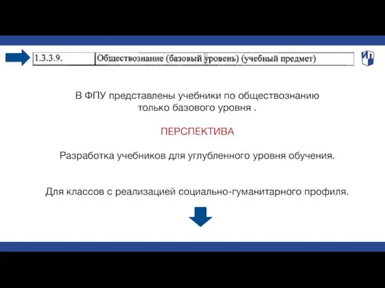 В ФПУ представлены учебники по обществознанию только базового уровня . ПЕРСПЕКТИВА