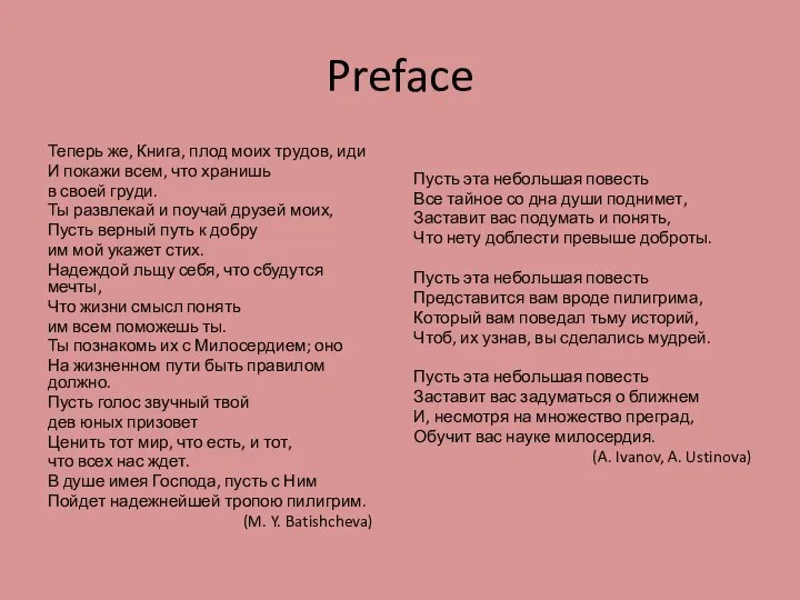 Preface Теперь же, Книга, плод моих трудов, иди И покажи всем,