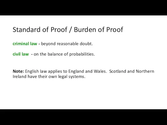 Standard of Proof / Burden of Proof criminal law - beyond