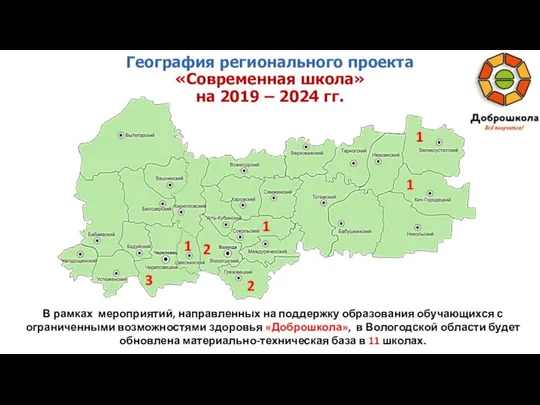 География регионального проекта «Современная школа» на 2019 – 2024 гг. В