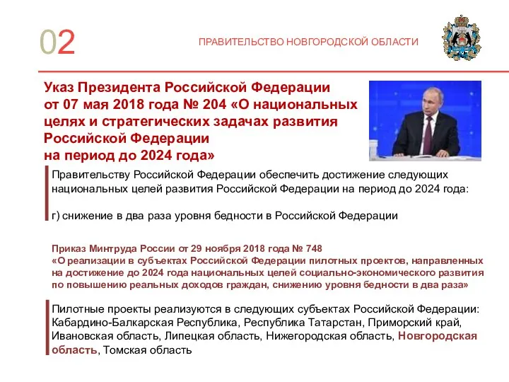 ПРАВИТЕЛЬСТВО НОВГОРОДСКОЙ ОБЛАСТИ Указ Президента Российской Федерации от 07 мая 2018
