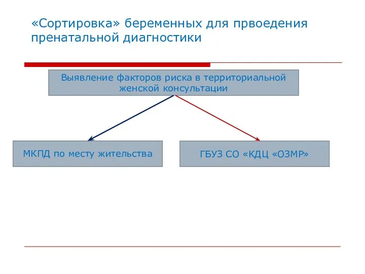 «Сортировка» беременных для првоедения пренатальной диагностики Выявление факторов риска в территориальной