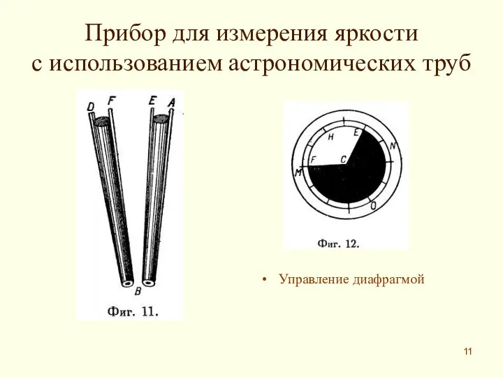 Прибор для измерения яркости с использованием астрономических труб Управление диафрагмой